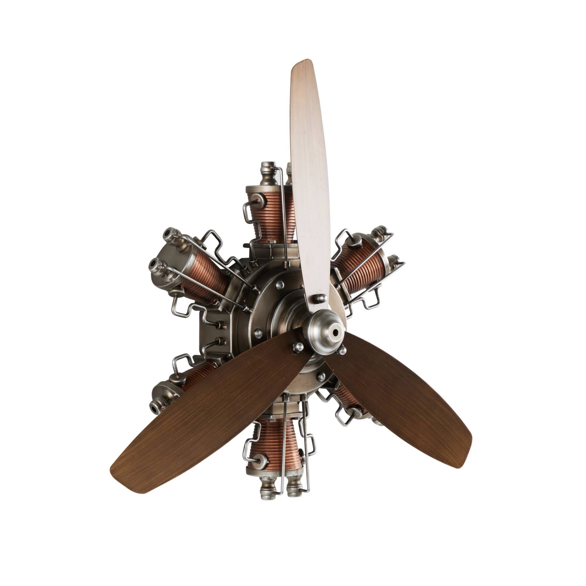 25" Brown Metal Propeller Wall Décor with Silver Accents